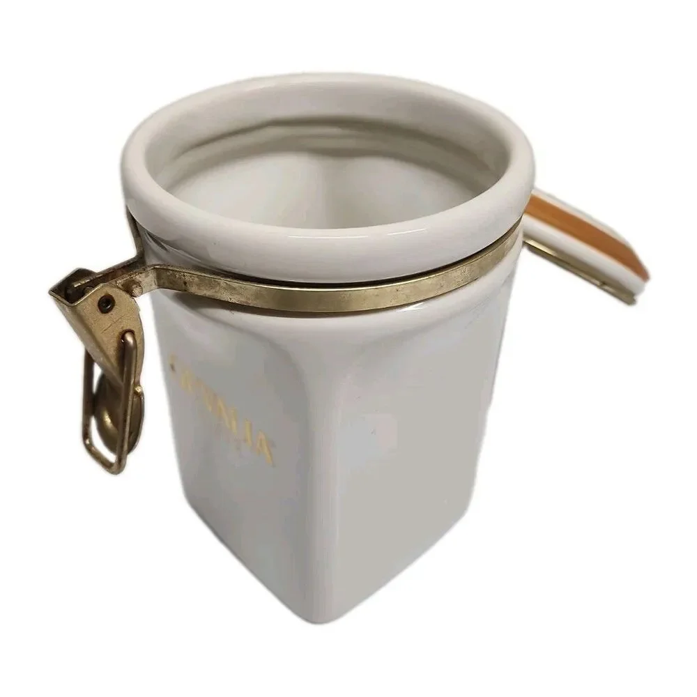 Gevalia Kaffe Coffee Canister Airtight White With Gold Majesty King of Sweden 8